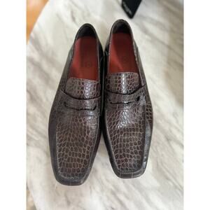 Cole Haan Brown Crocodile Pattern Loafers